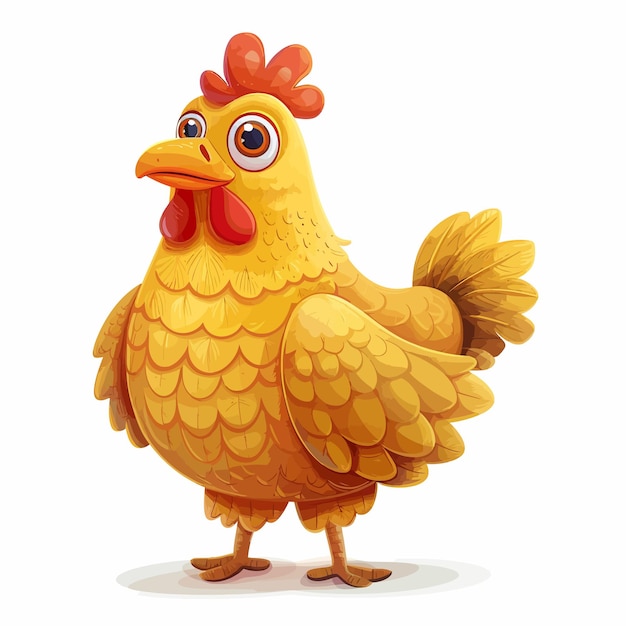 a cartoon of a chicken with a red ribbon around its neck