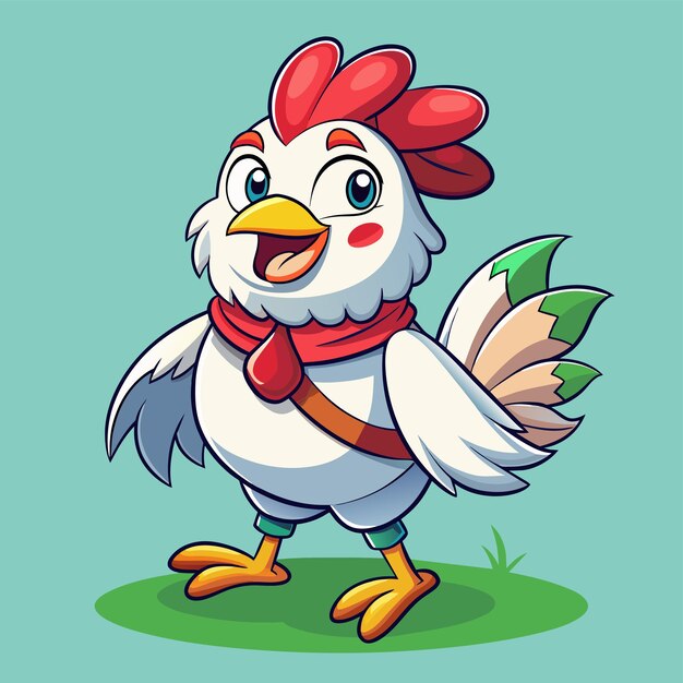 Vector a cartoon of a chicken with a scarf on it