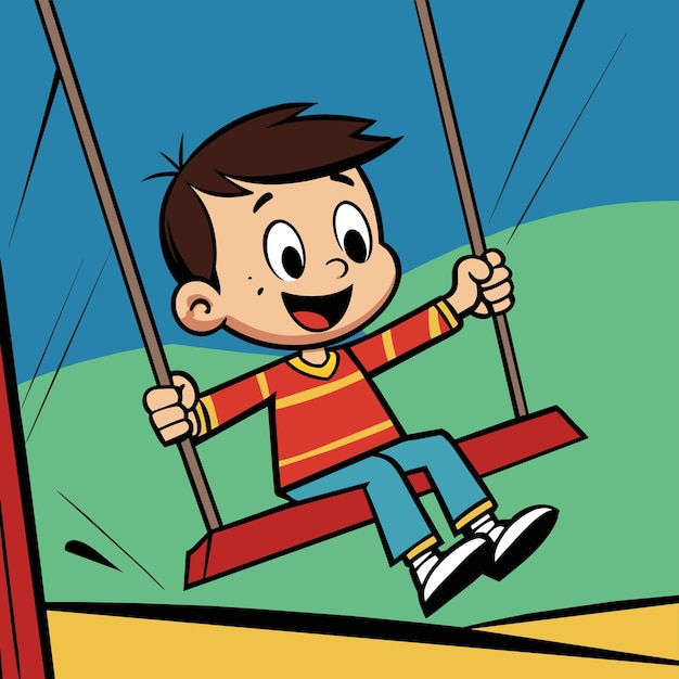 Vector a cartoon of a child on a swing with a cartoon face