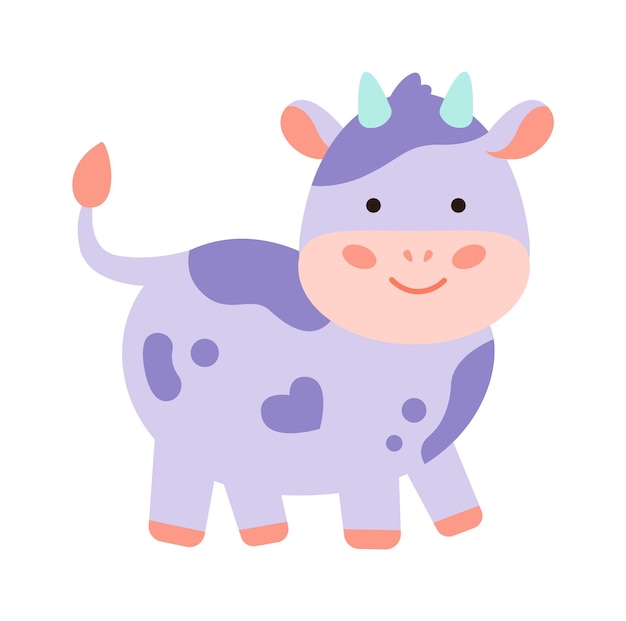 Cartoon childish bull farm animal vector illustration