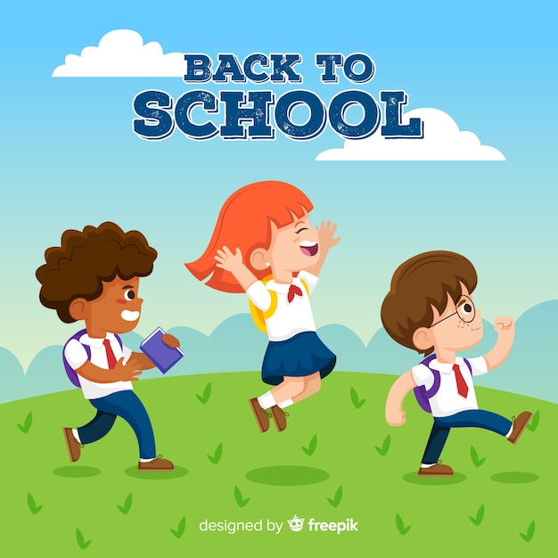 Cartoon children back to school background