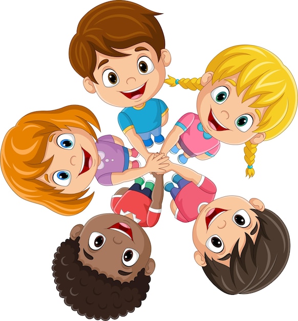 Vector cartoon children standing in a circle