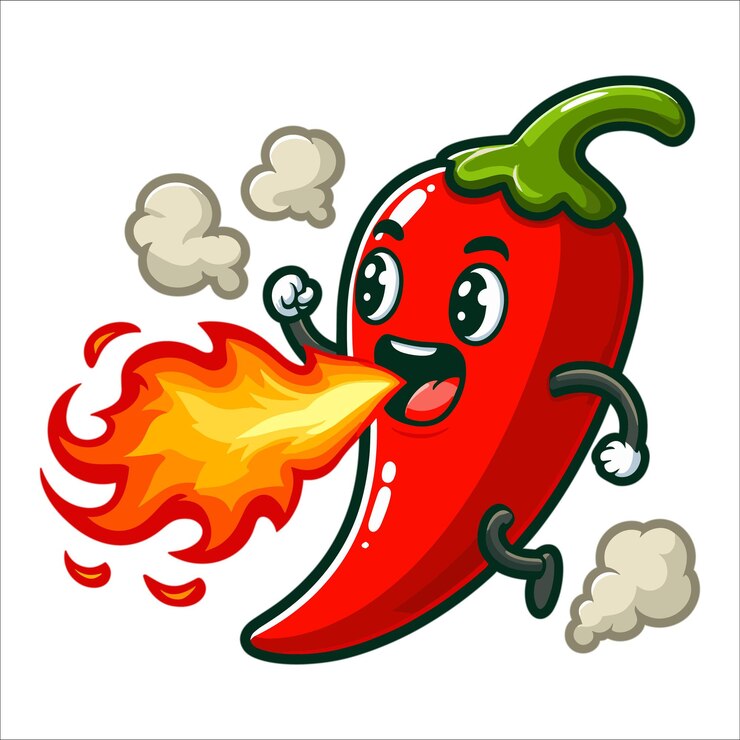 Vector 만화 칠리 페퍼 호흡 불 터 일러스트레이션