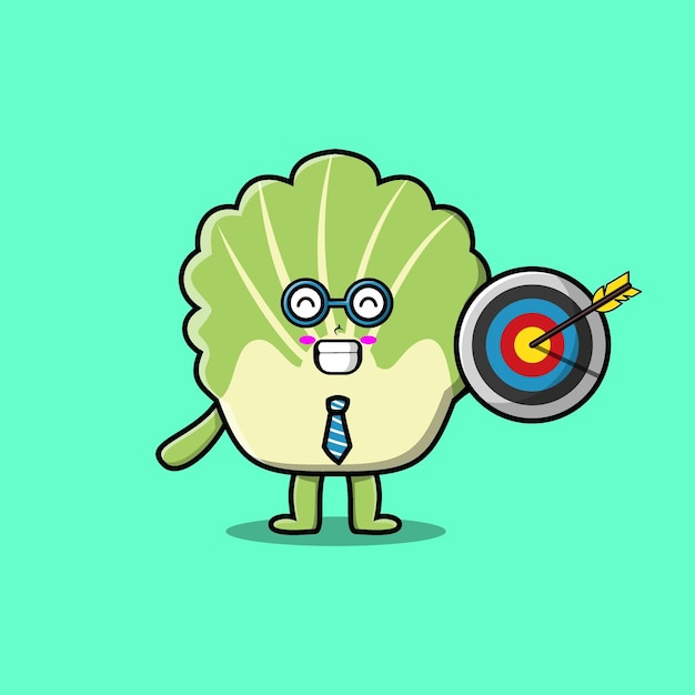 Cartoon chinese cabbage businessman holding target