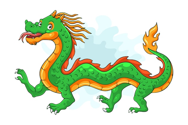 Vector cartoon chinese dragon on white background