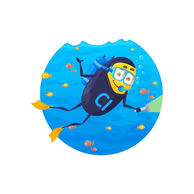 Vector cartoon chlorium micronutrient diver character