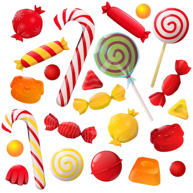 Vector cartoon christmas candy  set