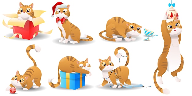 Cartoon christmas cat