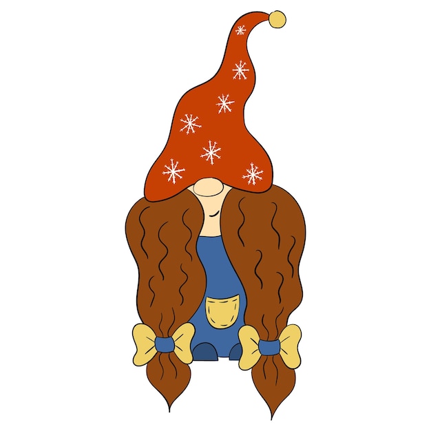 Cartoon Christmas gnome girl Vector illustratie van schattige dwergen op een witte achtergrond