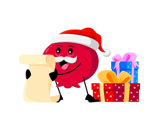Cartoon Christmas holiday cranberry berry santa