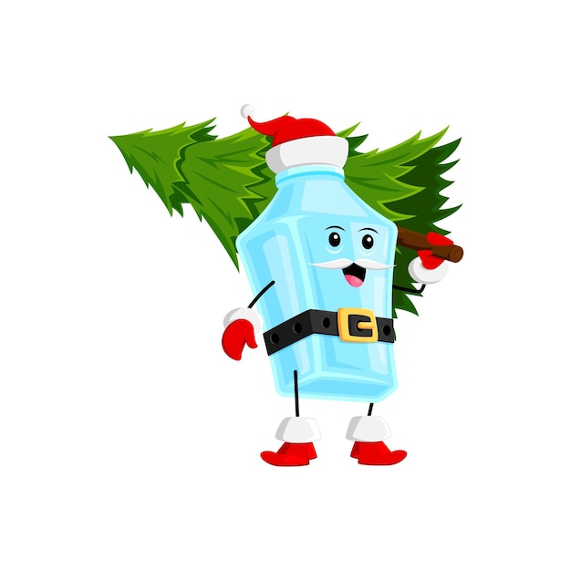 Vector cartoon christmas mexican pulque drink with tree