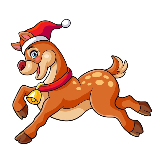 Cartoon Christmas reindeer running happily