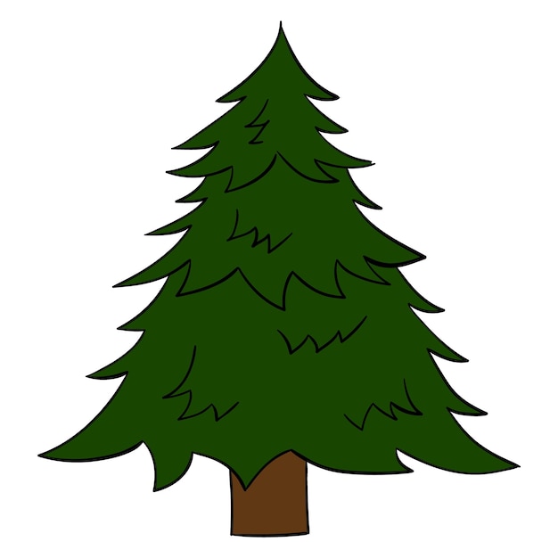 Vector cartoon christmas tree vector illustration on a white background