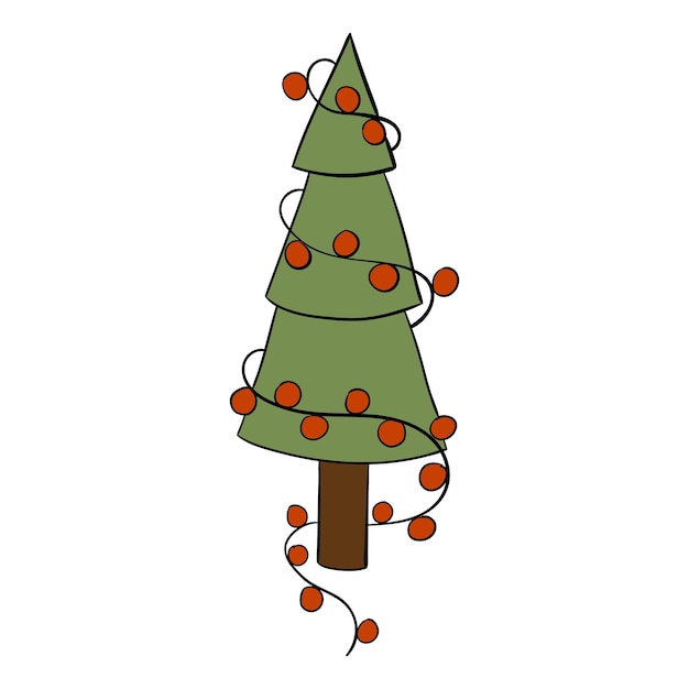 Cartoon Christmas tree Vector illustration on a white background