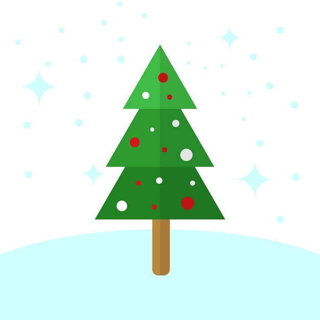 Cartoon Christmas Tree Vector With Snow