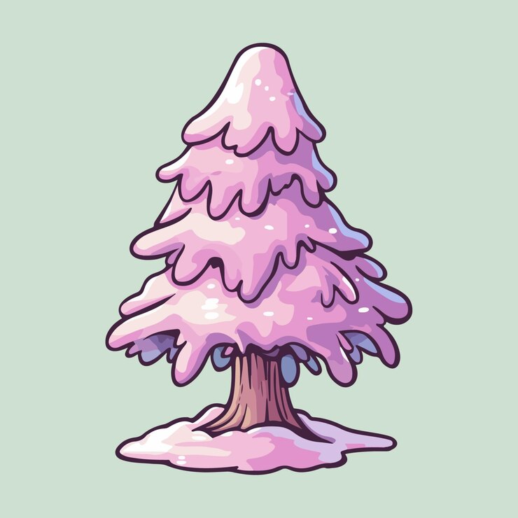 Vector a cartoon christmas tree with presents