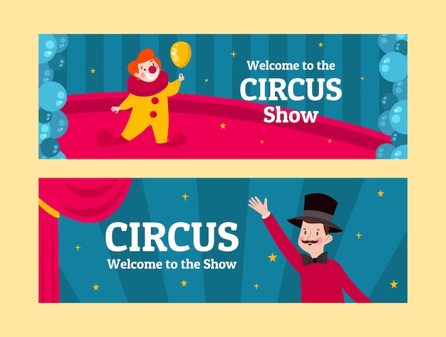 Cartoon circus show horizontal banner