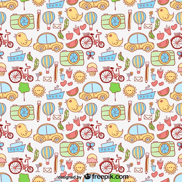 Vector cartoon city elements pattern