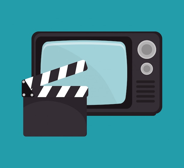 cartoon clapperboard tv movie design