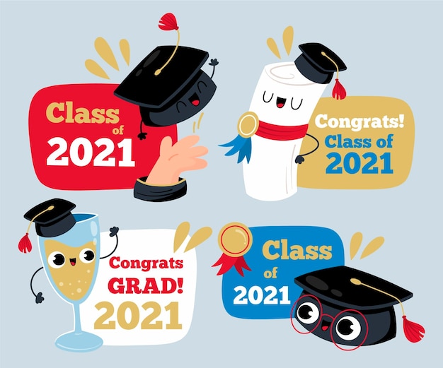 Cartoon class of 2021 badge collection