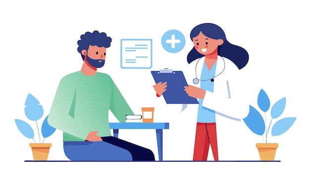 Vettore cartone animato di una scena in una camera della clinica con medici o infermieri che si prendono cura dei pazienti