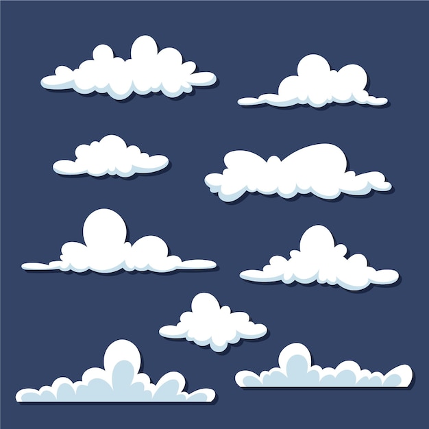 Vector cartoon cloud set