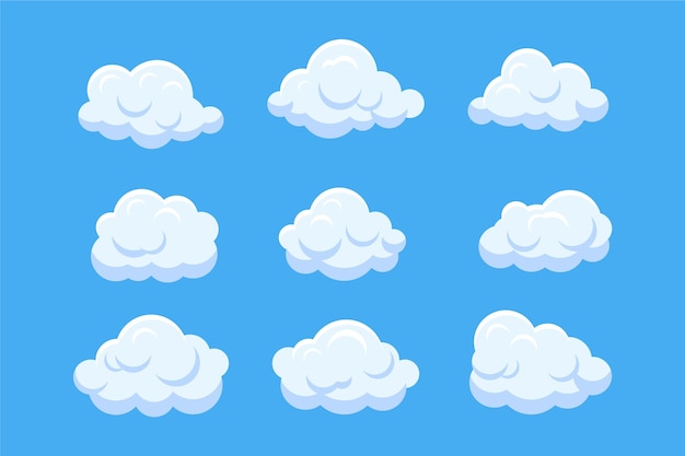Collezione di nuvole di cartoni animati nel cielo