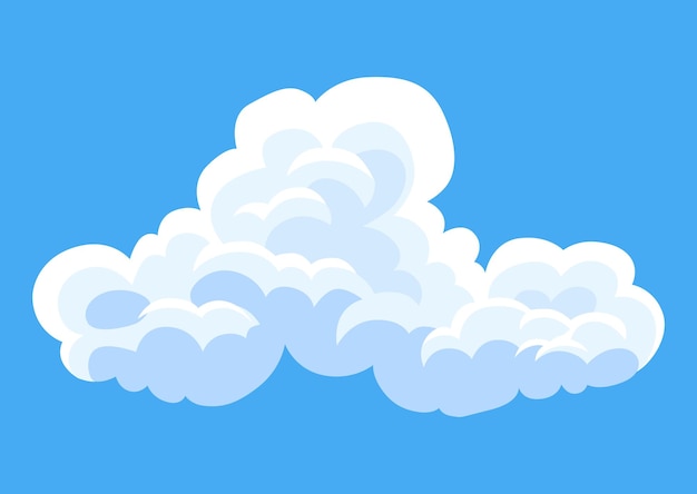 Cartoon clouds abstract white cloudscape icon symbol vector cloudy landscape or simplicity nature aerial panorama round shapes in flat style