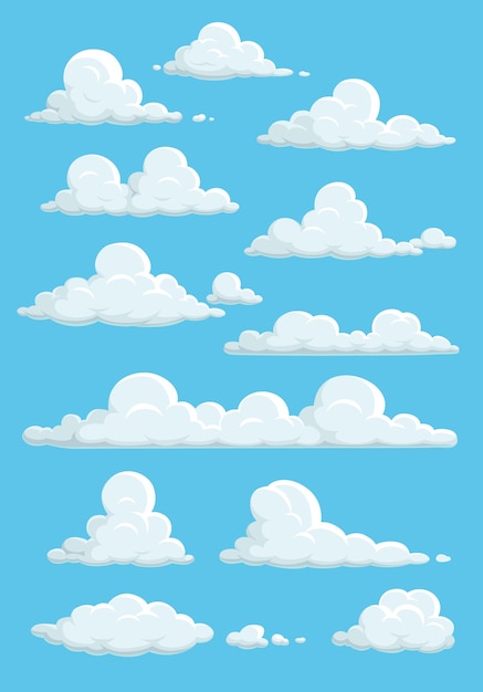 Cartoon clouds in blue sky