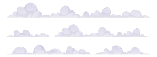 Illustrazione del vettore di raccolta delle nuvole dei cartoni animati isolata su sfondo bianco