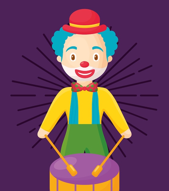 Cartoon clown met trommel