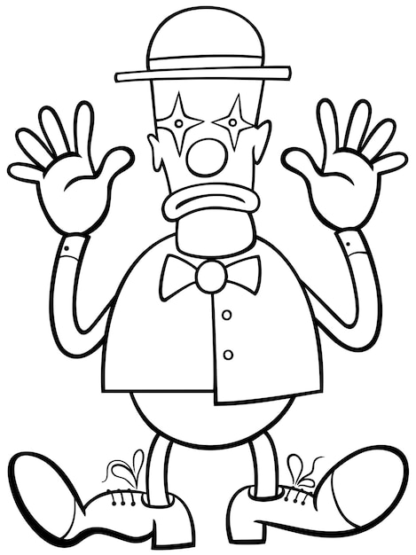 Cartoon clown or mime comic character coloring page