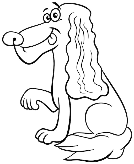 Cartoon cocker spaniel hond karakter kleurplaat