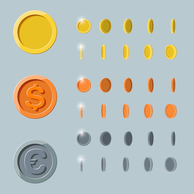 Cartoon coin Rotation animation