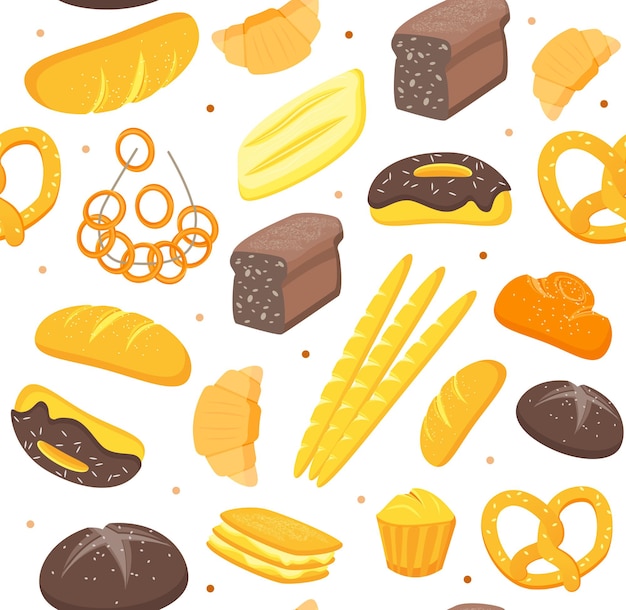 Cartoon color bakery background pattern can be used for web design cafe and restaurant