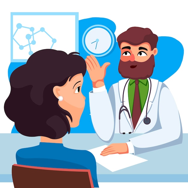 cartoon color characters people patient talking concept vector