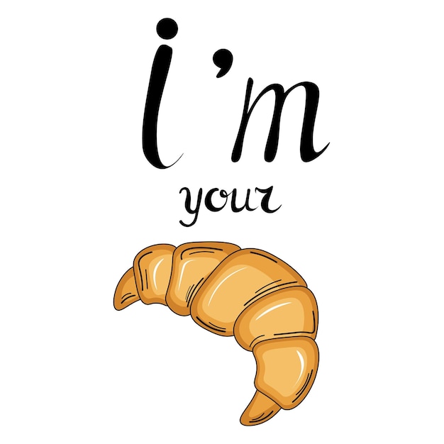 Cartoon color croissant with text