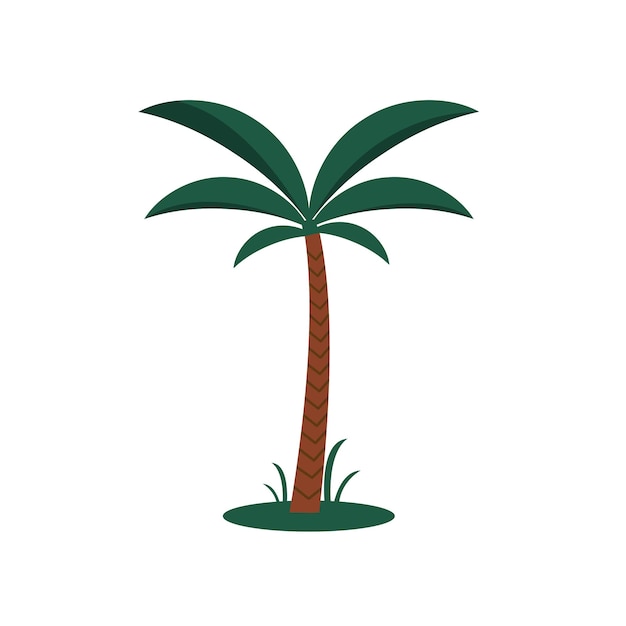 Cartoon Color Palm tree icon isolated on white background. Vector illustration.