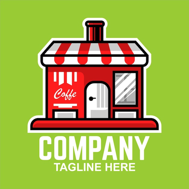cartoon color shop building or market shop concept illustration