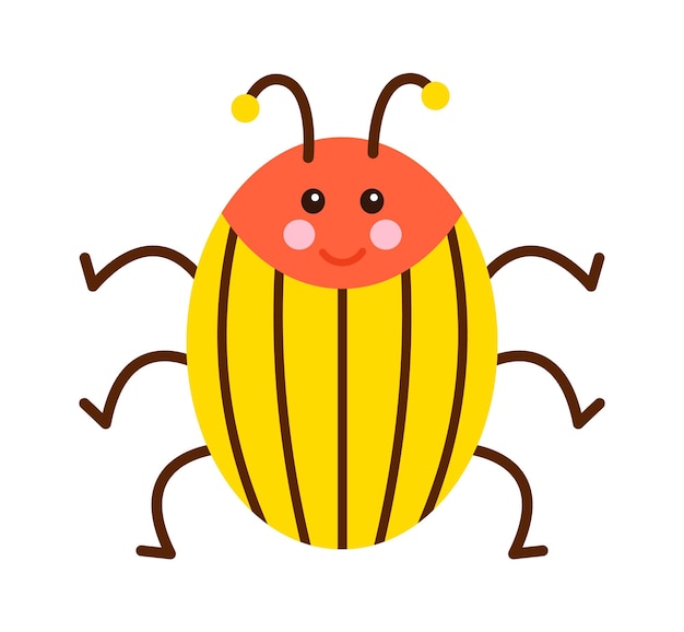 Cartoon Colorado beetle Childish Insect Vector illustration