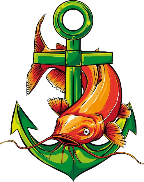 Cartoon colored catfish vector illustration