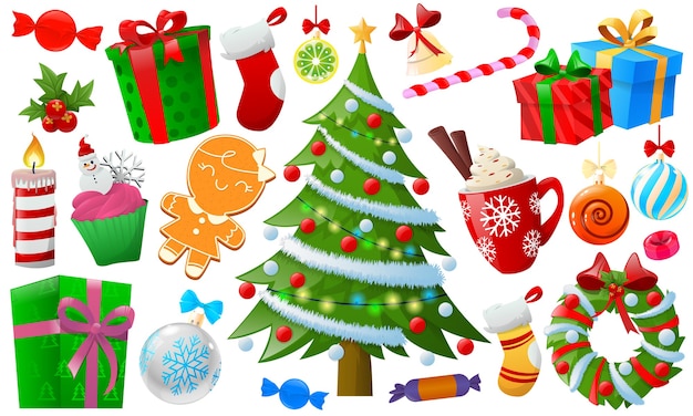 Cartoon colorful Christmas element