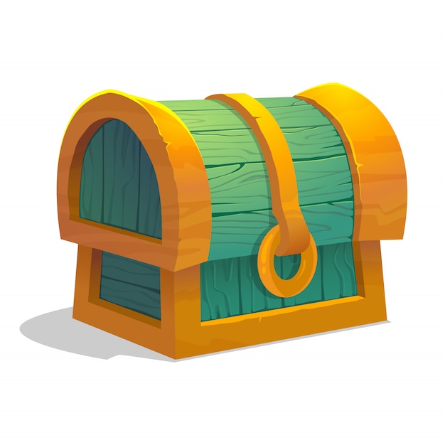 Cartoon colorful closed treasure chest for game interface.