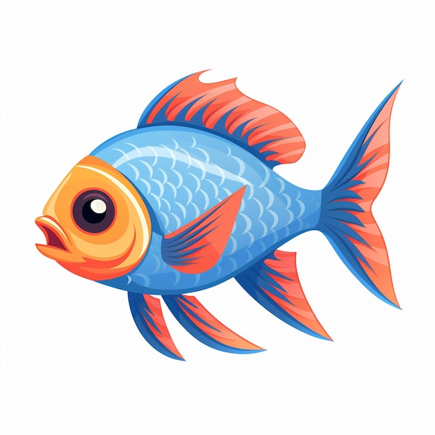 Vector cartoon colorful fish cartoon blood red cichlid yellow fighter fish