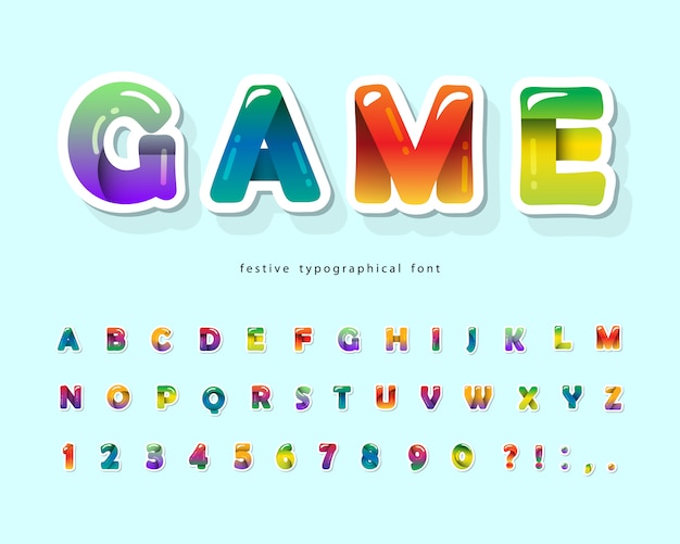 Cartoon colorful font. Trendy modern alphabet.