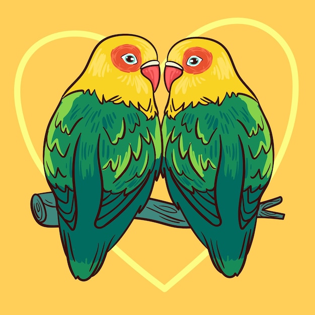 Vector cartoon colorful lovebirds vector illustration