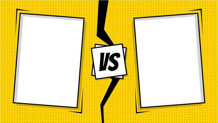 Vector cartoon comic background fight versus comics book colorful competition poster with halftone