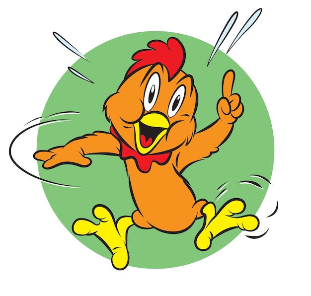 мультипликационный персонаж комиксов счастливый оранжевый маленький цыпленок идея