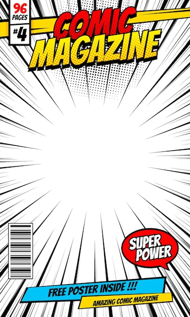 Cartoon comic book magazine cover template background