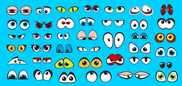 Vector cartoon comic eyes characters emotion expressions